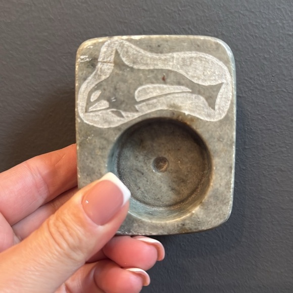 Inuit Soapstone Tea Light Holder/Canadian Handmade/Home Decor/Rustic/Inukshuk - Picture 1 of 9